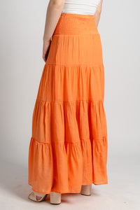 Tiered maxi skirt orange - Fun skirt - Unique Getaway Gear at Lush Fashion Lounge Boutique in Oklahoma