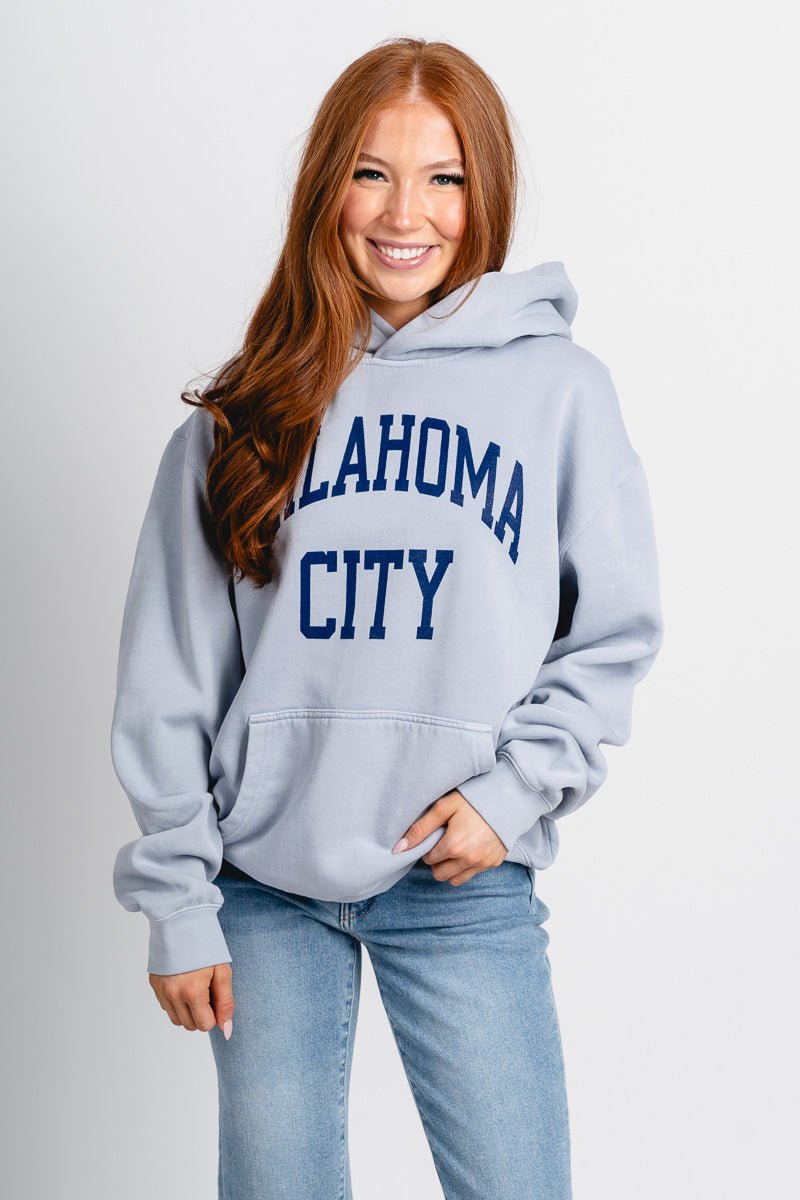 OKC basketball simple hoodie faded powder - Trendy OKC Apparel at Lush Fashion Lounge Boutique in Oklahoma City