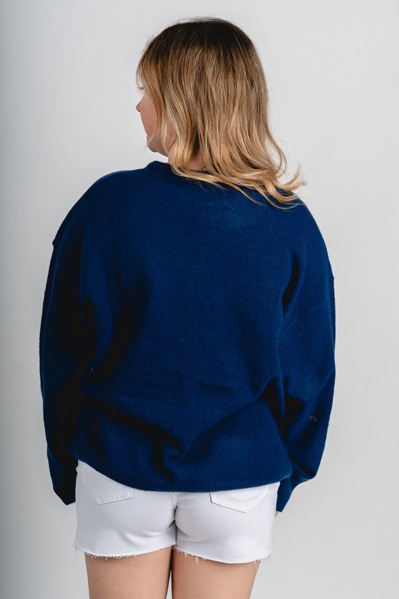 Button up sweater cardigan navy