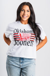 OU OU Sooners Schooner lines comfort color crop t-shirt white T-shirt | Lush Fashion Lounge Trendy Oklahoma University Sooners Apparel & Cute Gameday T-Shirts