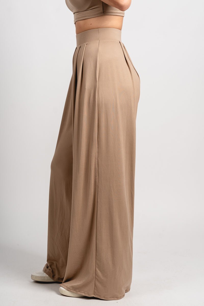 Wide leg pants toast - Fun pants - Unique Lounge Looks at Lush Fashion Lounge Boutique in Oklahoma