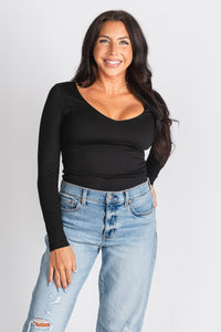 Z Supply Avala long sleeve smooth top black - Z Supply top - Z Supply Tops, Dresses, Tanks, Tees, Cardigans, Joggers and Loungewear at Lush Fashion Lounge