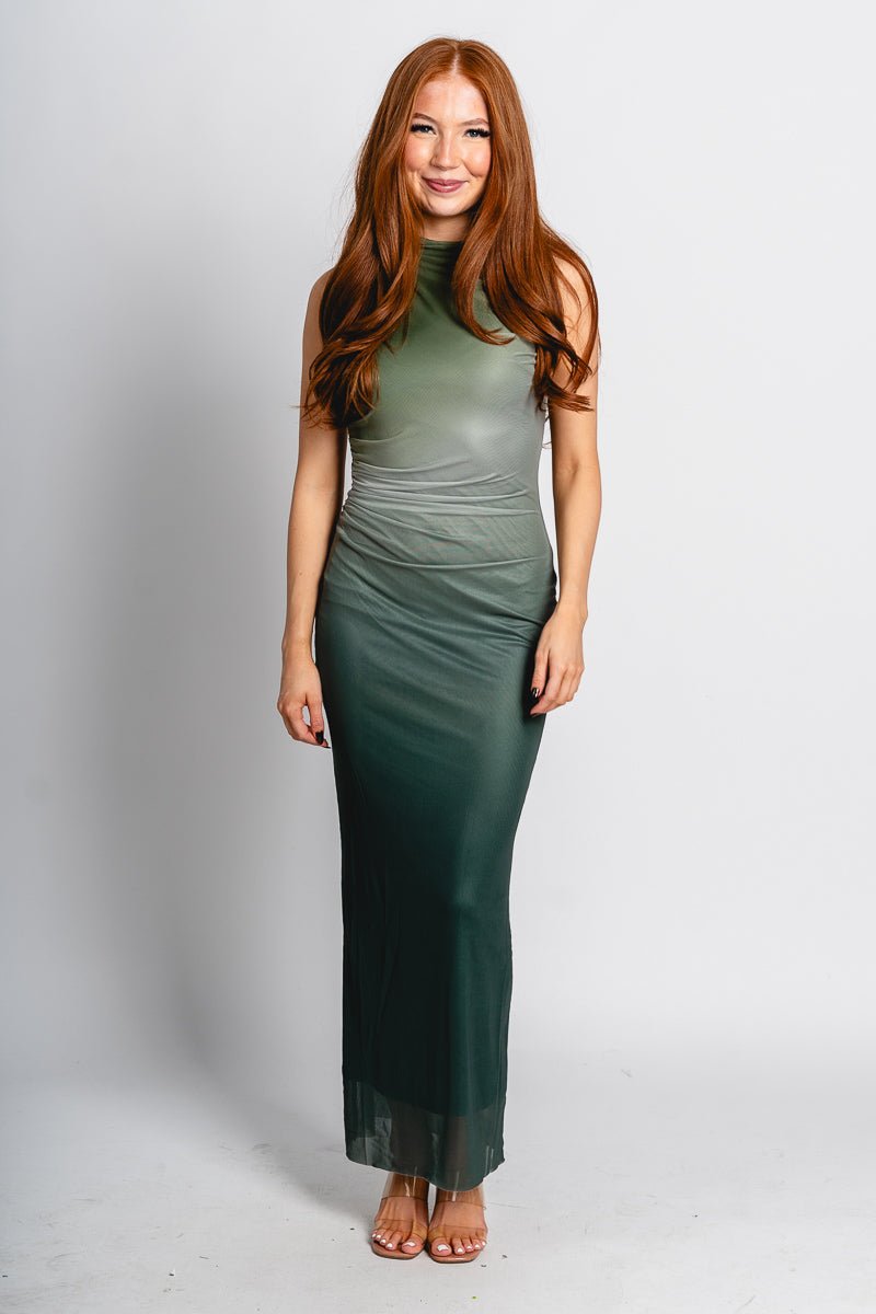 Ombre mesh maxi dress green multi - Trendy dress - Fashion Dresses at Lush Fashion Lounge Boutique in Oklahoma City