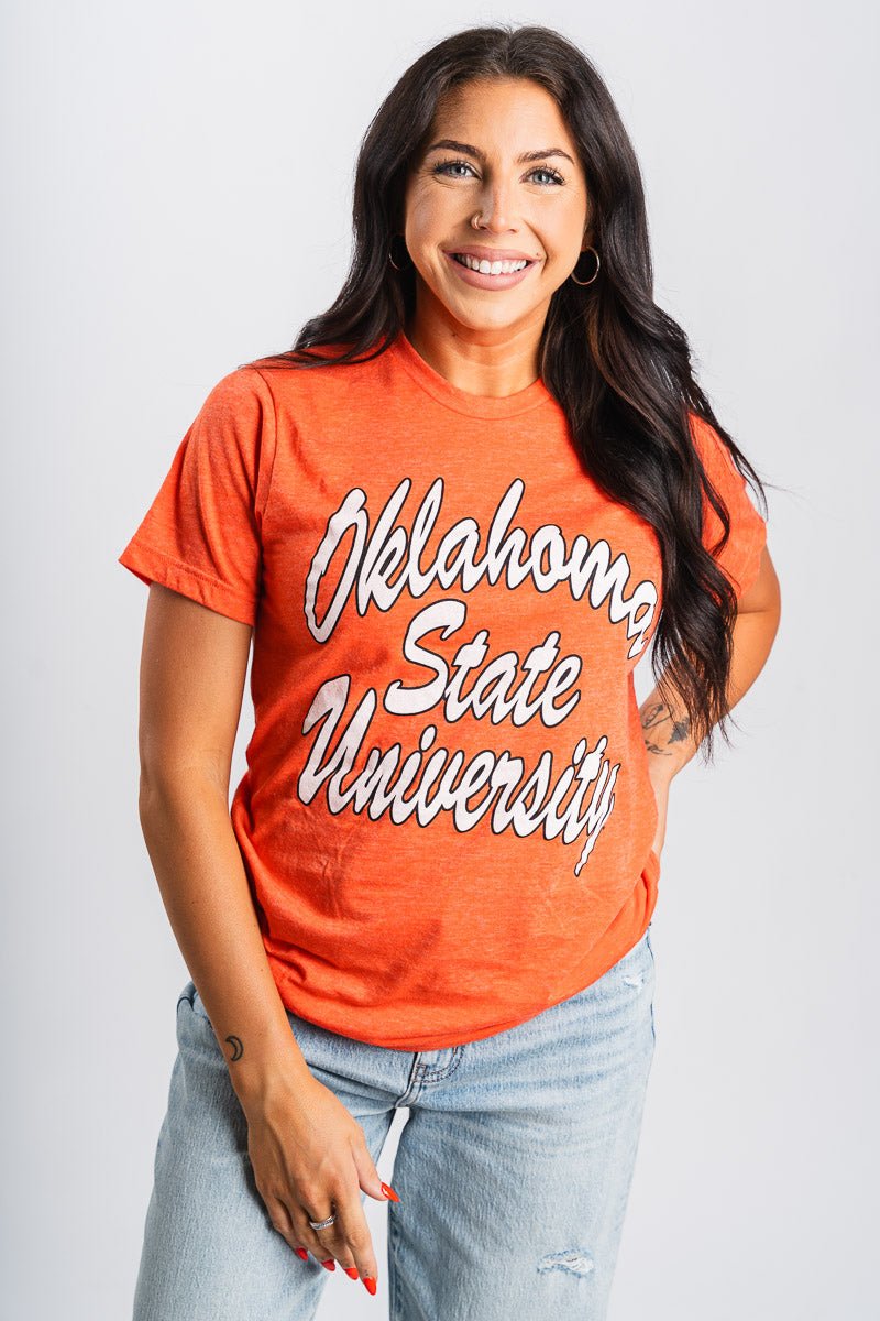 OSU OSU Oklahoma State script unisex t-shirt orange T-shirt | Lush Fashion Lounge Trendy Oklahoma State Cowboys Apparel & Cute Gameday T-Shirts