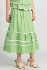 Scallop trim maxi skirt green - Cute skirt - Fun Vacay Basics at Lush Fashion Lounge Boutique in Oklahoma City