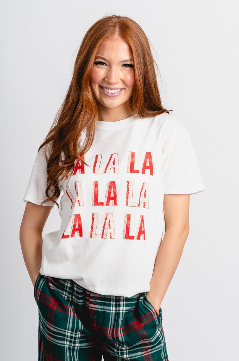 Z Supply Falalala boyfriend tee sea salt - Z Supply T-shirt - Z Supply Tops, Dresses, Tanks, Tees, Cardigans, Joggers and Loungewear at Lush Fashion Lounge