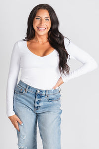 Z Supply Avala long sleeve smooth top white - Z Supply top - Z Supply Apparel at Lush Fashion Lounge Trendy Boutique Oklahoma City