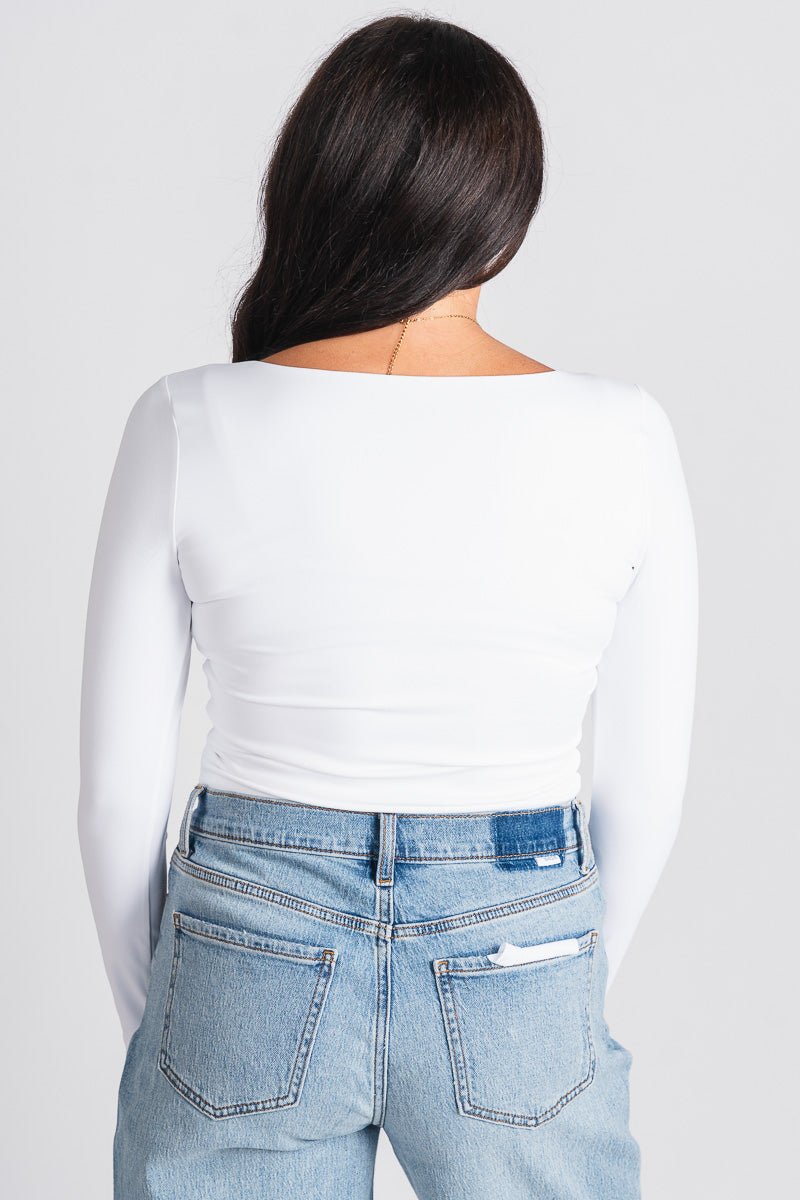 Z Supply Avala long sleeve smooth top white - Z Supply top - Z Supply Fashion at Lush Fashion Lounge Trendy Boutique Oklahoma City