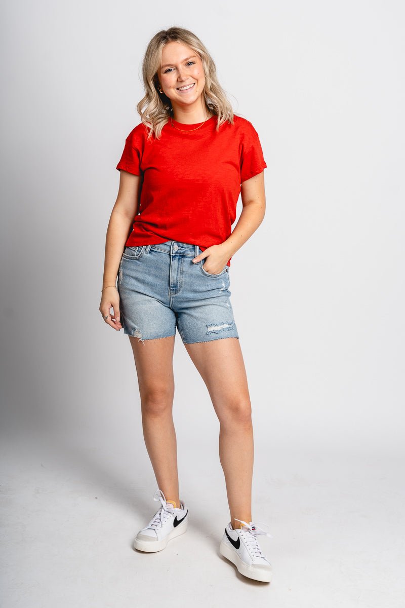 Z Supply modern slub tee cabana red - Z Supply T-shirts - Z Supply Clothing at Lush Fashion Lounge Trendy Boutique Oklahoma City