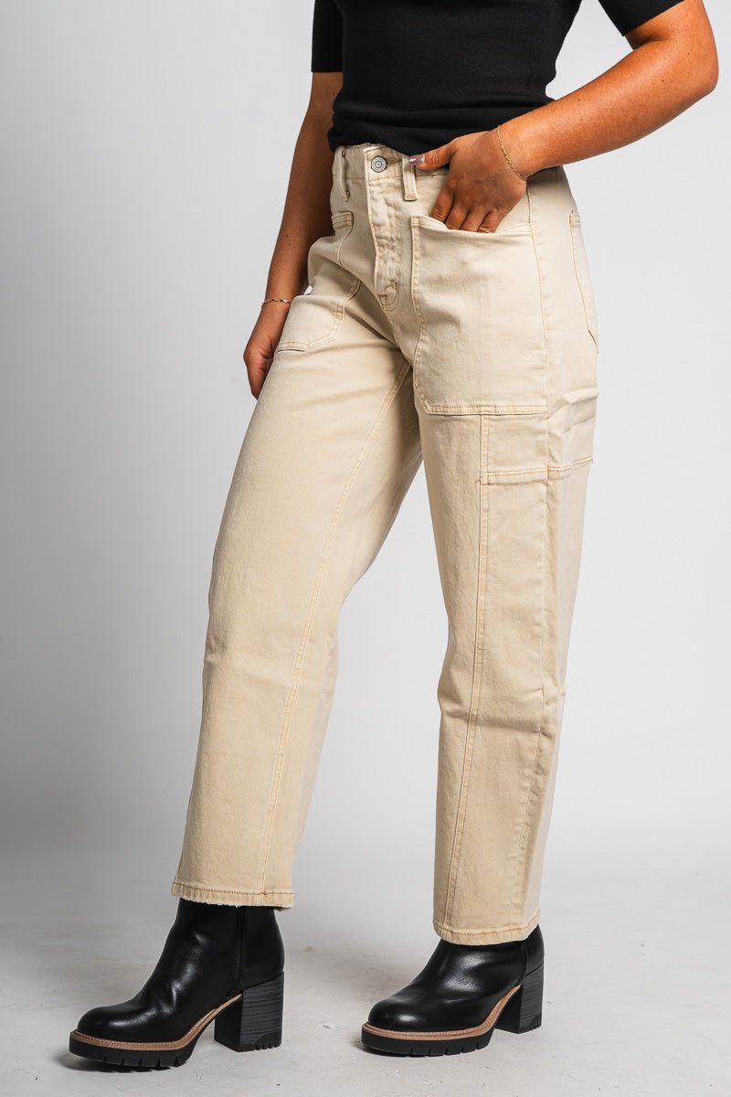 Vervet high rise barrel jeans vintage beige | Lush Fashion Lounge: boutique women's jeans, fashion jeans for women, affordable fashion jeans, cute boutique jeans