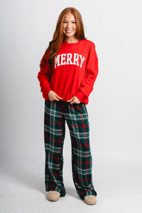 Z Supply very merry sweatshirt festive red - Z Supply Sweatshirt - Z Supply Clothing at Lush Fashion Lounge Trendy Boutique Oklahoma City