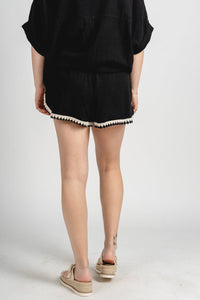 Embroidered shorts black - Fun shorts - Unique Getaway Gear at Lush Fashion Lounge Boutique in Oklahoma