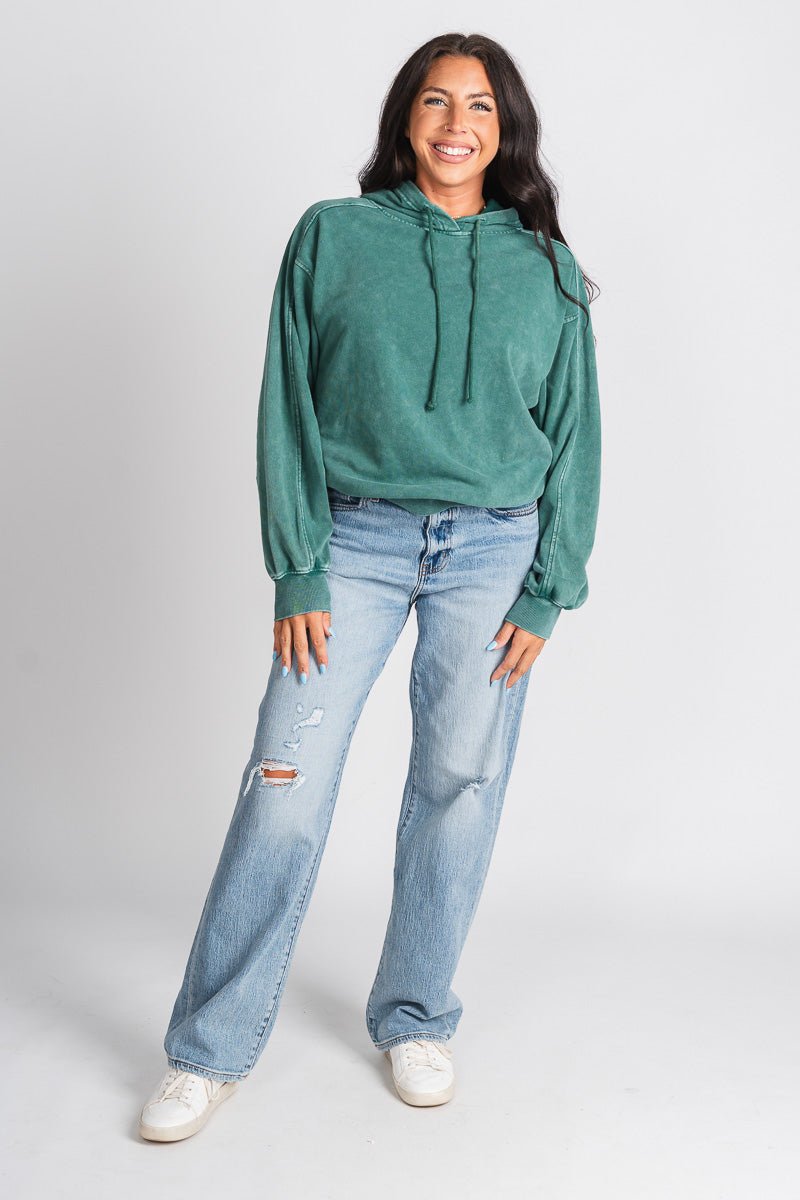 Oversized hoodie top dark green - Stylish hoodie - Trendy Lounge Sets at Lush Fashion Lounge Boutique in Oklahoma City