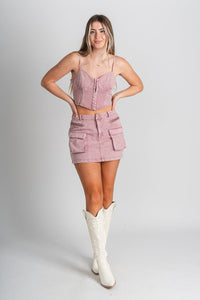 Cargo mini skirt lavender | Lush Fashion Lounge: boutique fashion skirts, affordable boutique skirts, cute affordable skirts
