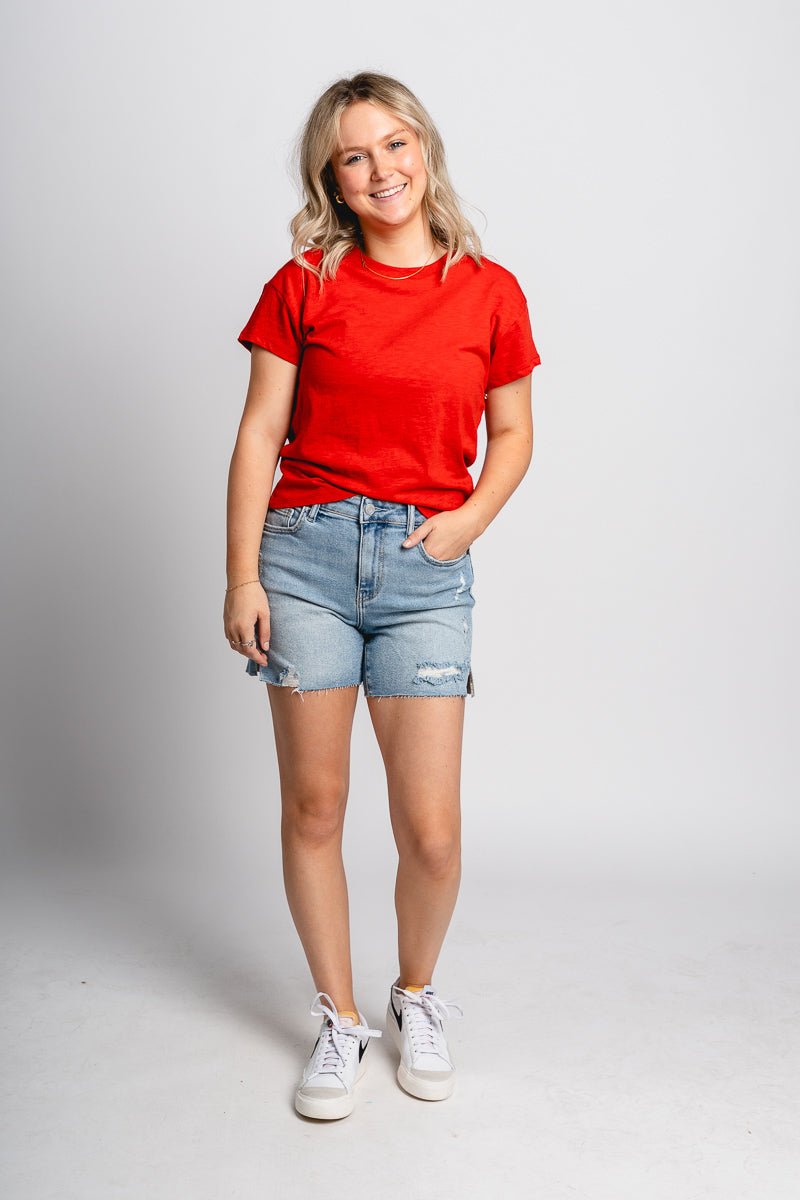 Z Supply modern slub tee cabana red - Z Supply T-shirts - Z Supply Tees & Tanks at Lush Fashion Lounge Trendy Boutique Oklahoma City