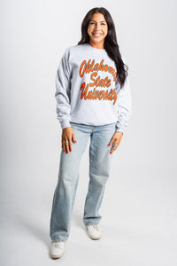 OSU OSU Oklahoma State script sweatshirt ash Sweatshirt | Lush Fashion Lounge Trendy Oklahoma State Cowboys Apparel & Cute Gameday T-Shirts