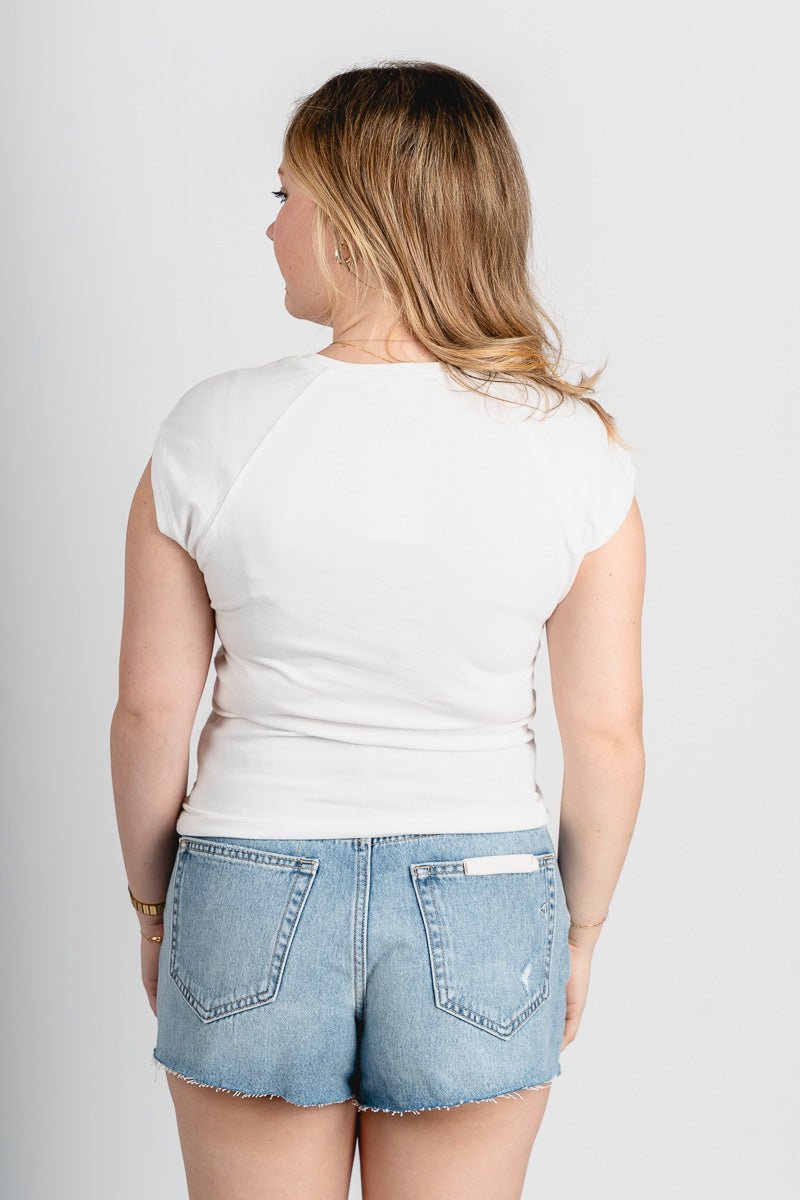 Mineral wash cap sleeve tee white