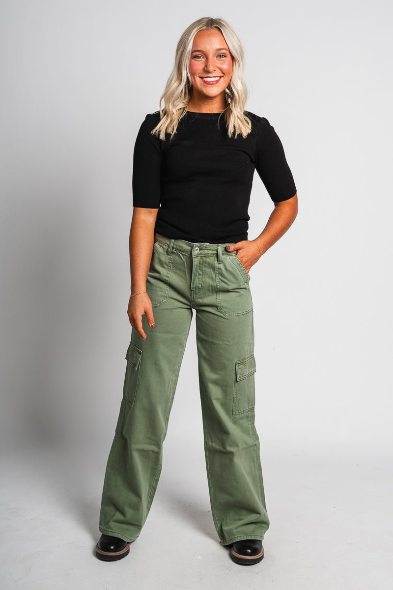 Vervet high rise utility cargo jeans army green | Lush Fashion Lounge: boutique women's jeans, fashion jeans for women, affordable fashion jeans, cute boutique jeans