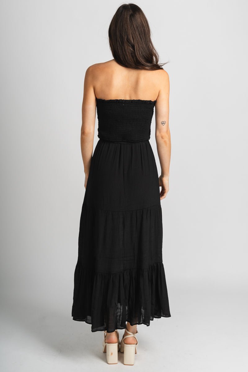 Smocked maxi dress black - Affordable dress - Boutique Dresses at Lush Fashion Lounge Boutique in Oklahoma City