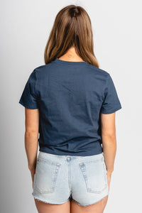 OKC bolt crop t-shirt faded navy - Vintage OKC Basketball T-Shirts at Lush Fashion Lounge Boutique in Oklahoma City