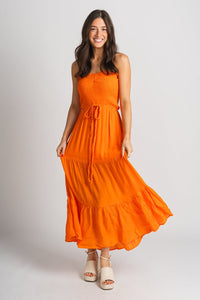 Smocked maxi dress mandarin - Stylish dress - Trendy Staycation Outfits at Lush Fashion Lounge Boutique in Oklahoma City