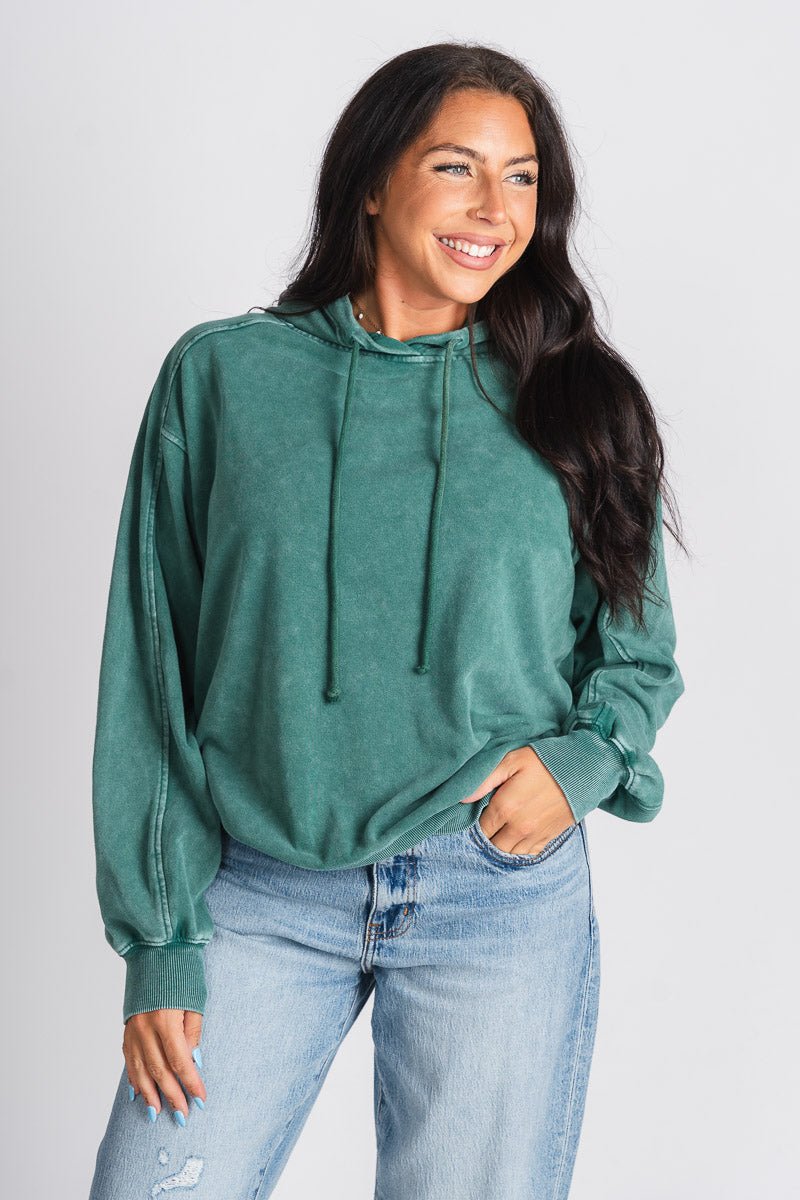 Oversized hoodie top dark green - Trendy hoodie - Cute Loungewear Collection at Lush Fashion Lounge Boutique in Oklahoma City