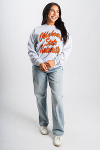 OSU OSU Oklahoma State script sweatshirt ash Sweatshirt | Lush Fashion Lounge Trendy Oklahoma State Cowboys Apparel & Cute Gameday T-Shirts