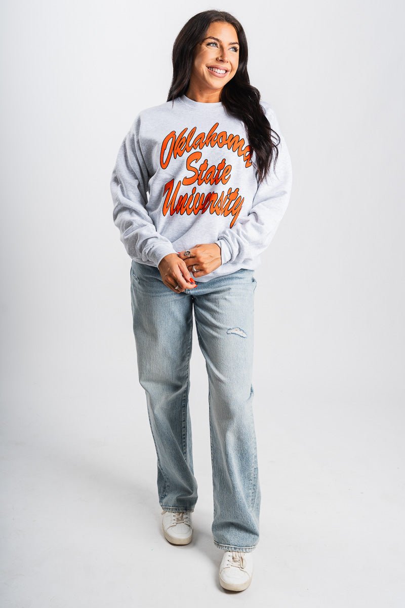 OSU OSU Oklahoma State script sweatshirt ash Sweatshirt | Lush Fashion Lounge Trendy Oklahoma State Cowboys Apparel & Cute Gameday T-Shirts