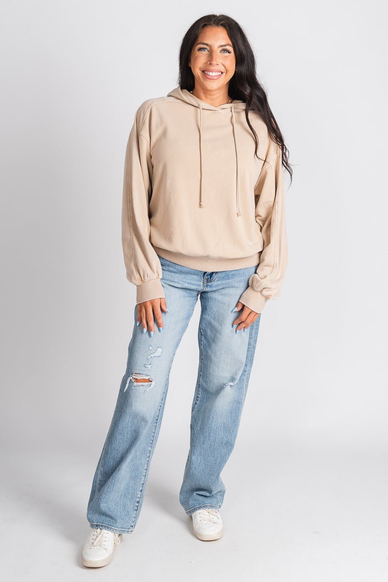 Oversized hoodie top taupe - Stylish hoodie - Trendy Lounge Sets at Lush Fashion Lounge Boutique in Oklahoma City