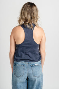 OKC bolt racerback crop tank top navy - Vintage OKC Basketball T-Shirts at Lush Fashion Lounge Boutique in Oklahoma City