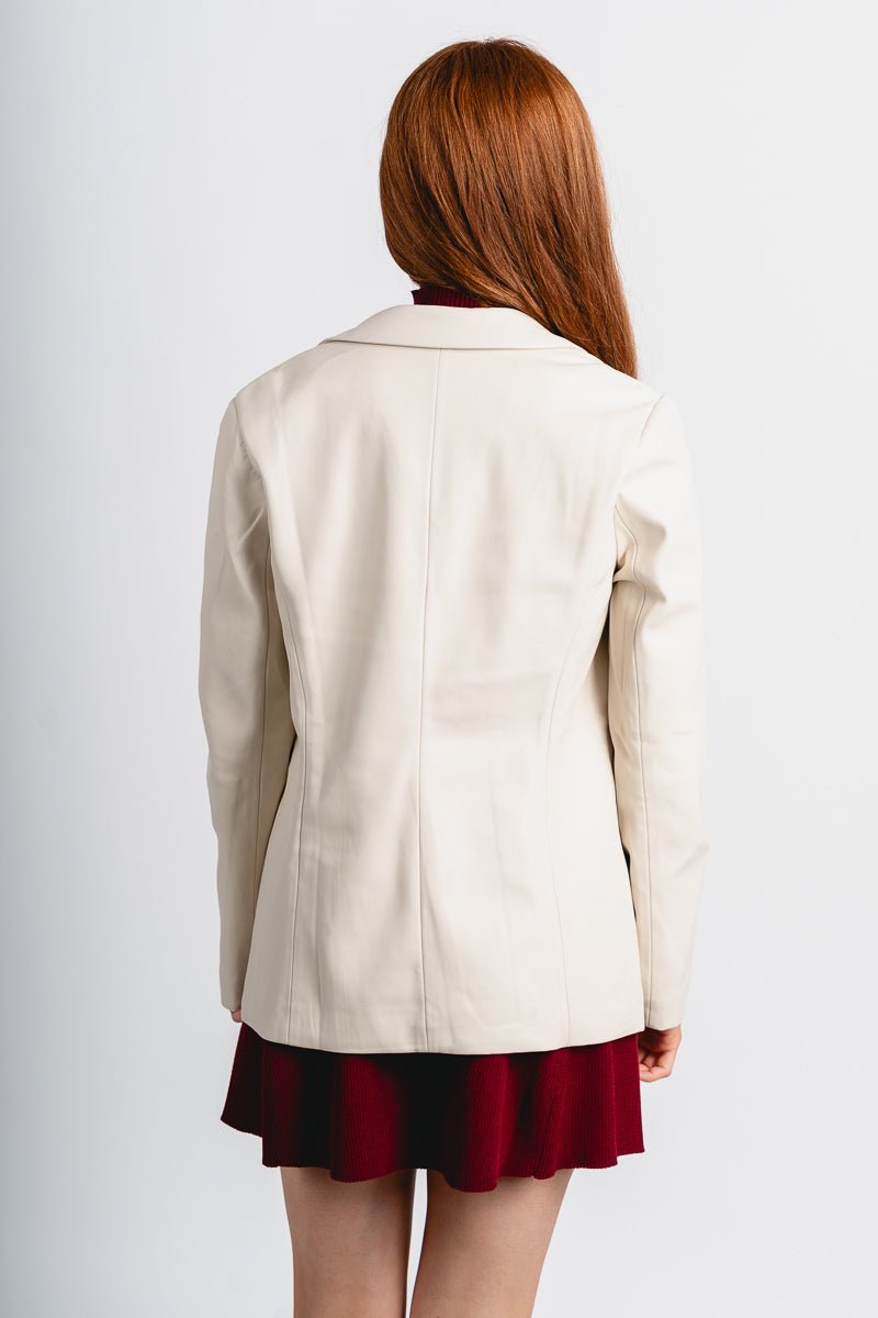 Faux leather blazer ivory