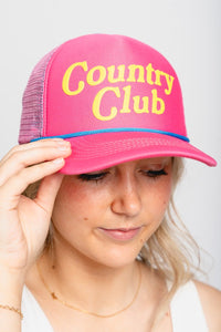 Country Club trucker hat pink - Trendy Hats at Lush Fashion Lounge Boutique in Oklahoma City