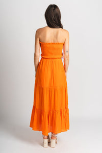 Smocked maxi dress mandarin - Affordable dress - Boutique Dresses at Lush Fashion Lounge Boutique in Oklahoma City