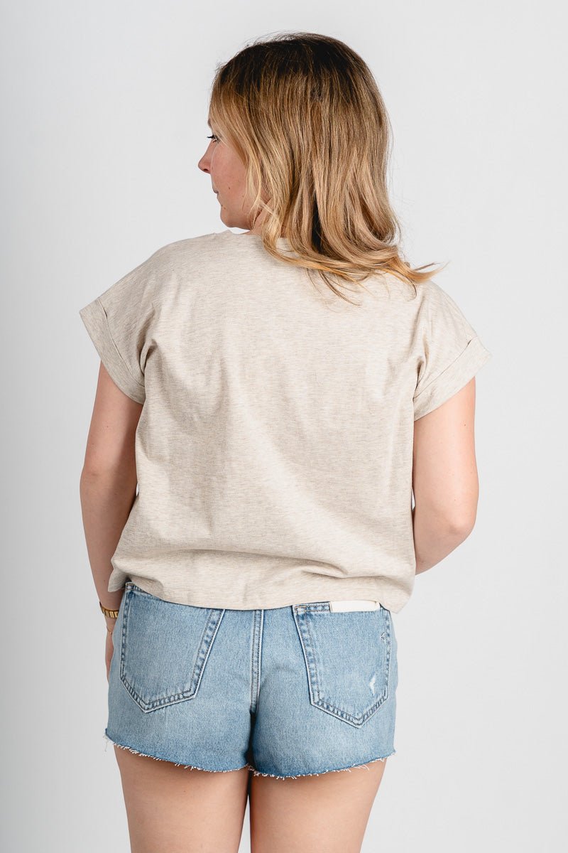 Crew neck blended tee melange tan