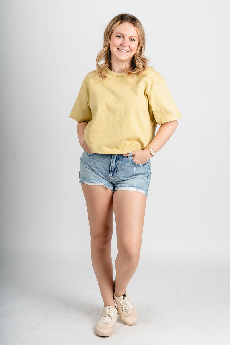 Short sleeve linen top lemon