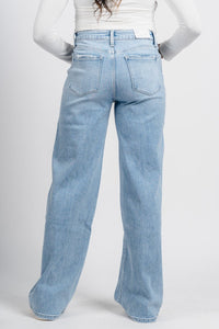 Flying Monkey high rise wide leg jeans advantageous | Lush Fashion Lounge: boutique women's jeans, fashion jeans for women, affordable fashion jeans, cute boutique jeans