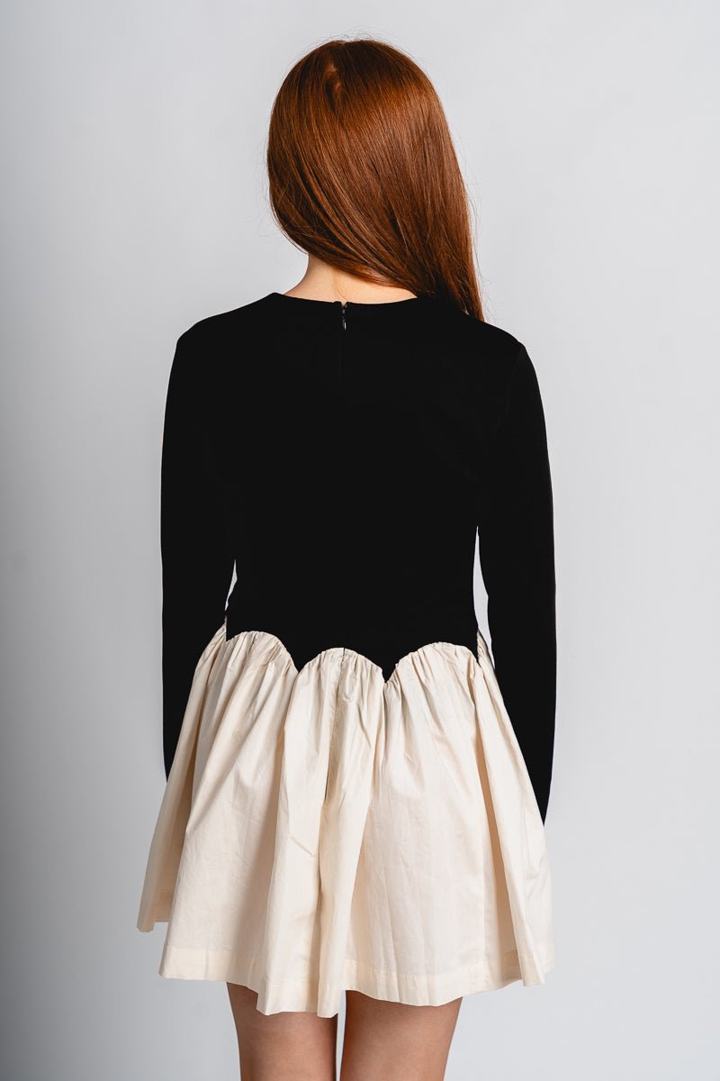 Arch waist mini dress cream/black