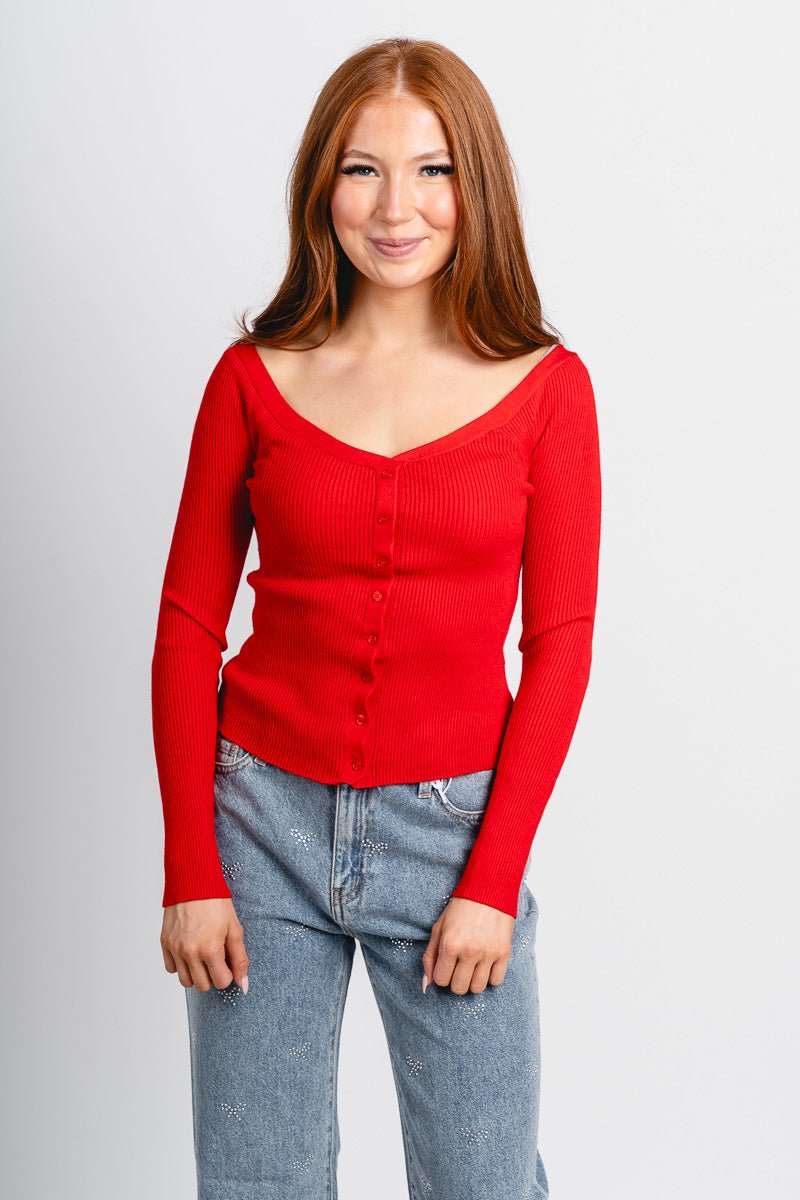 Z Supply Jovy sweater top festive red - Z Supply Sweater - Z Supply Tops, Dresses, Tanks, Tees, Cardigans, Joggers and Loungewear at Lush Fashion Lounge