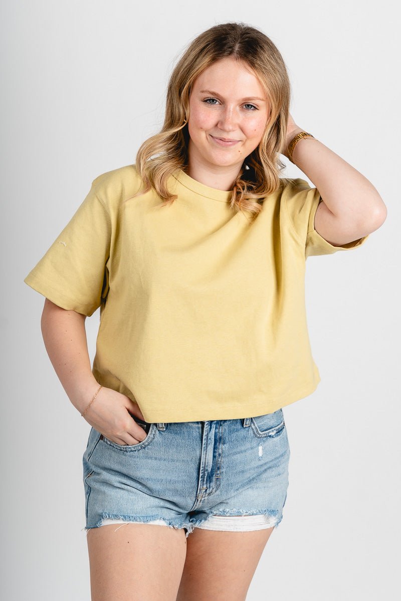 Short sleeve linen top lemon