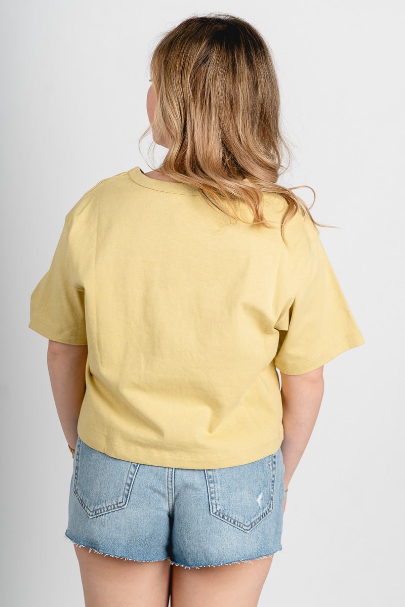 Short sleeve linen top lemon