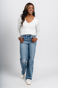 Flying Monkey high rise wide leg jeans elbe river | Lush Fashion Lounge: boutique women's jeans, fashion jeans for women, affordable fashion jeans, cute boutique jeans