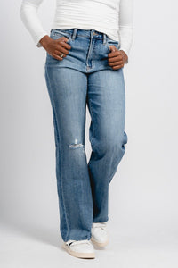 Flying Monkey high rise wide leg jeans elbe river | Lush Fashion Lounge: boutique women's jeans, fashion jeans for women, affordable fashion jeans, cute boutique jeans