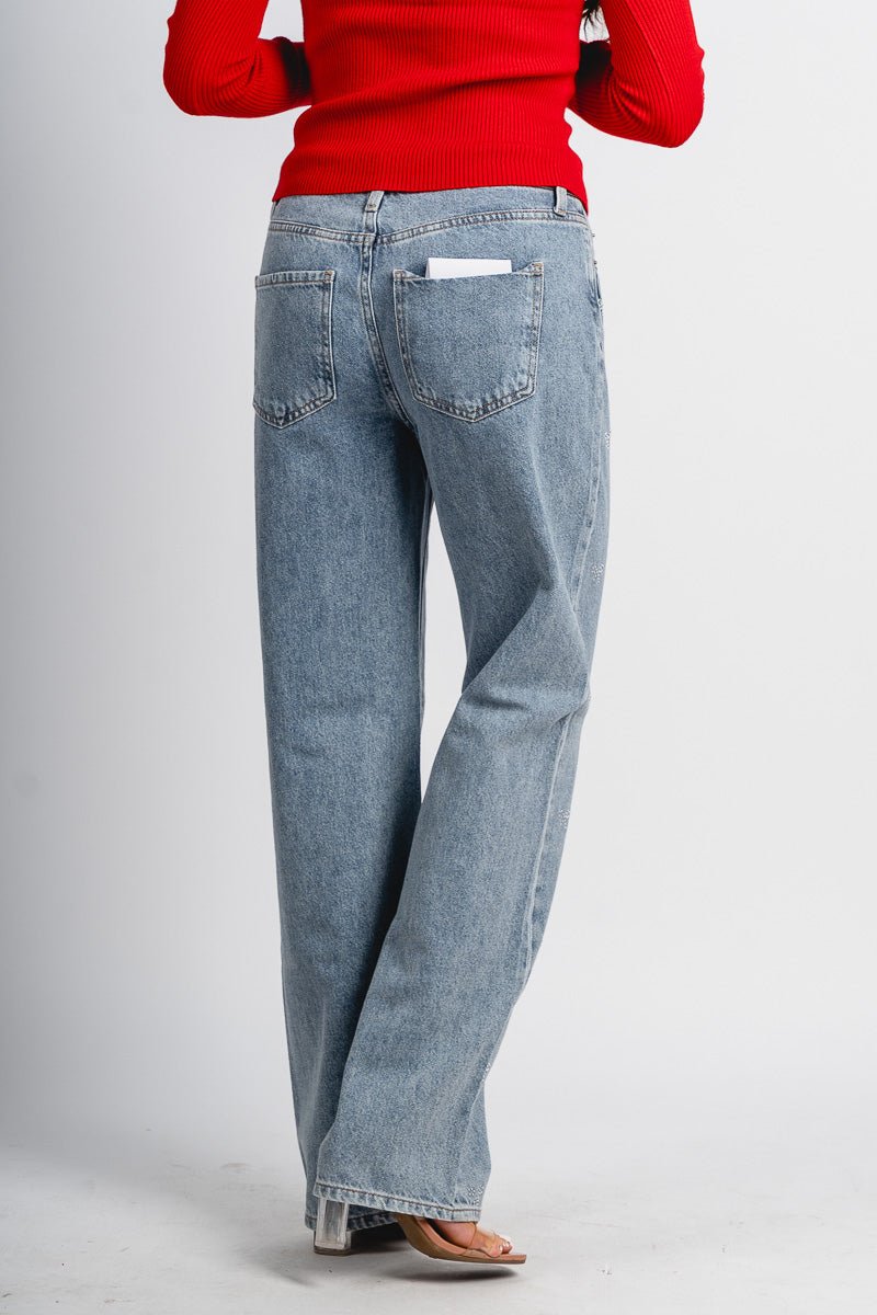 Daze slouch 90s fit jeans lovers knot - Exclusive Collection of Holiday Inspired T-Shirts and Hoodies at Lush Fashion Lounge Boutique in Oklahoma City