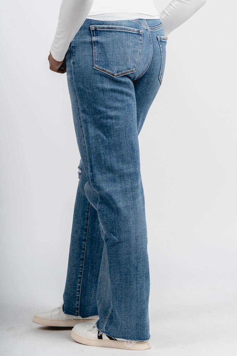 Flying Monkey high rise wide leg jeans elbe river | Lush Fashion Lounge: boutique women's jeans, fashion jeans for women, affordable fashion jeans, cute boutique jeans