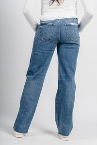 Flying Monkey high rise wide leg jeans elbe river | Lush Fashion Lounge: boutique women's jeans, fashion jeans for women, affordable fashion jeans, cute boutique jeans