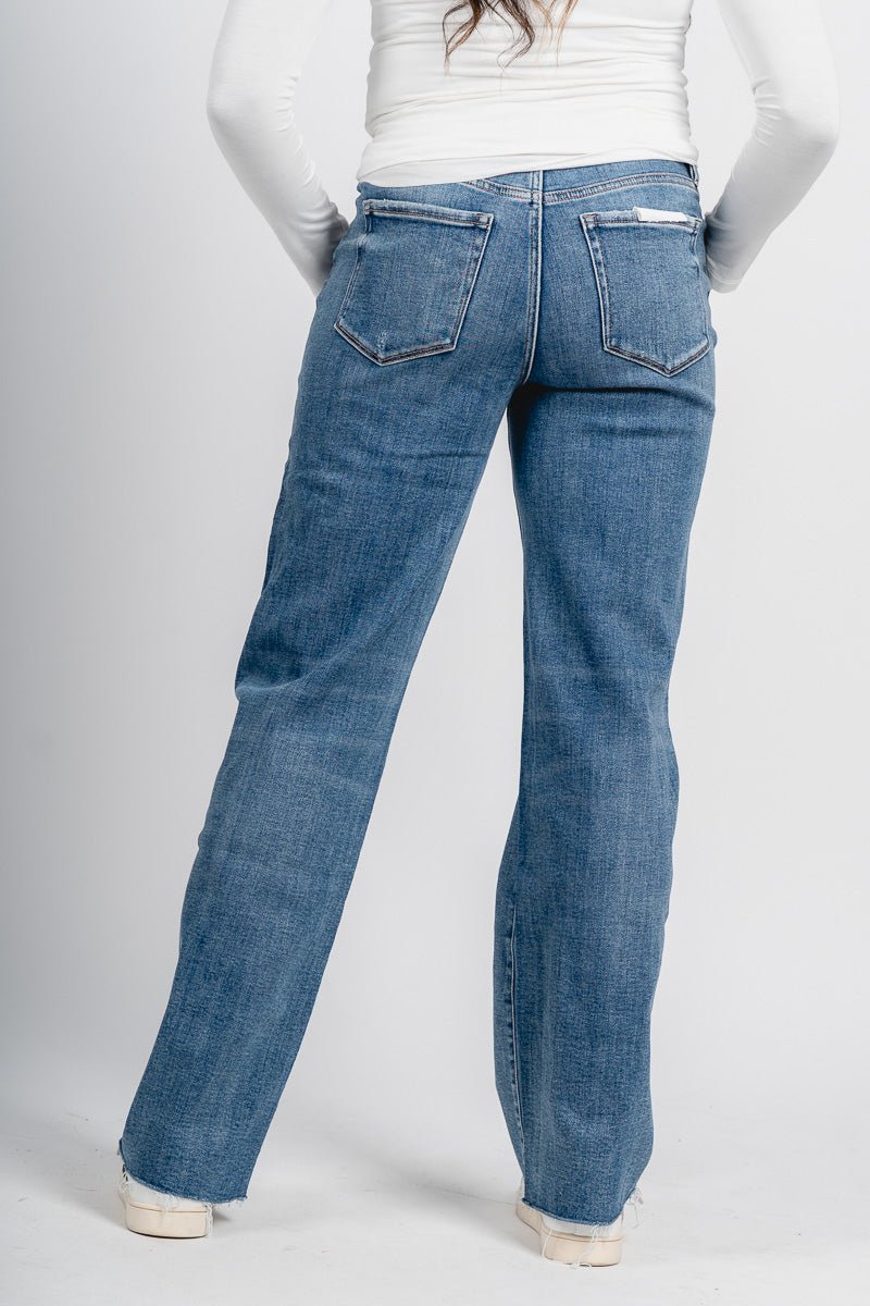 Flying Monkey high rise wide leg jeans elbe river | Lush Fashion Lounge: boutique women's jeans, fashion jeans for women, affordable fashion jeans, cute boutique jeans