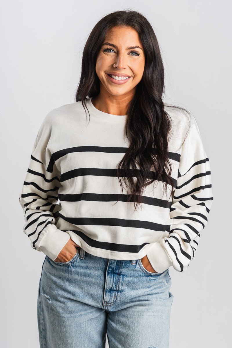 Z Supply line up sweatshirt sandstone - Z Supply Sweatshirt - Z Supply Tops, Dresses, Tanks, Tees, Cardigans, Joggers and Loungewear at Lush Fashion Lounge