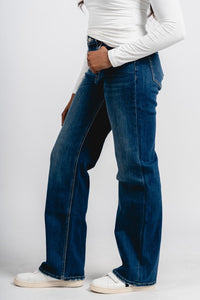 Flying Monkey high rise vintage flare jeans uplifted joy | Lush Fashion Lounge: boutique women's jeans, fashion jeans for women, affordable fashion jeans, cute boutique jeans