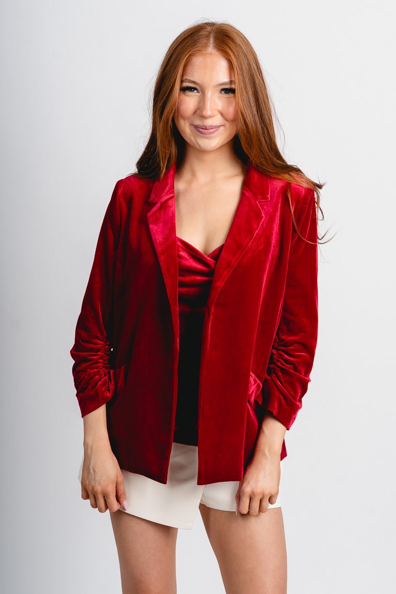 Velvet blazer red