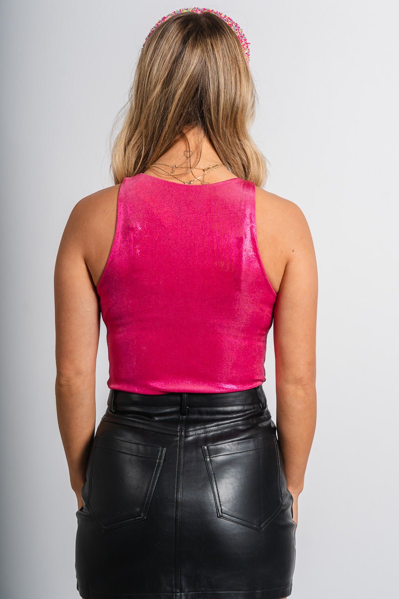 Metallic bodysuit hot pink